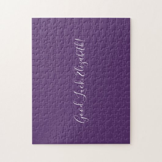 Puzzle Good Luck Nom personnalisé Script sur Solide Purpl (Vertical)