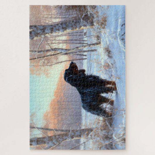 Puzzle Gordon Setter Laisse Il Neige Noël (Vertical)