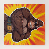 Puzzle Gorilla Bodybuilder Weight Lifter Pop Art Cartoon (Horizontal)