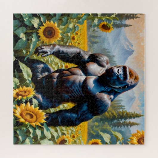 Puzzle Gorille Ape Dans Un Champ De Tournesol (Horizontal)