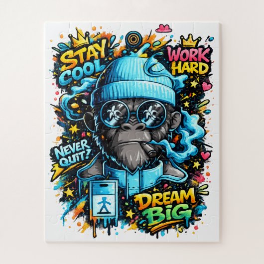 Puzzle Gorille de Graffiti Cool | Motivation d'Art de Rue (Vertical)