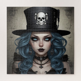 Puzzle Goth fille mignonne en chapeau supérieur