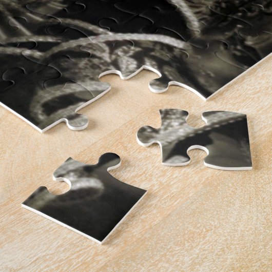 Puzzle Gothic Dark Masquerade Masks Black and White (Côté)