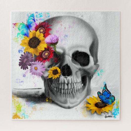 Puzzle Gothic Floral butterfly skull (Vertical)