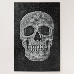 Puzzle Gothic Skull Black And White Grunge Scary