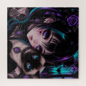 Puzzle Gothique Emo | Fille Anime & Chat (Horizontal)