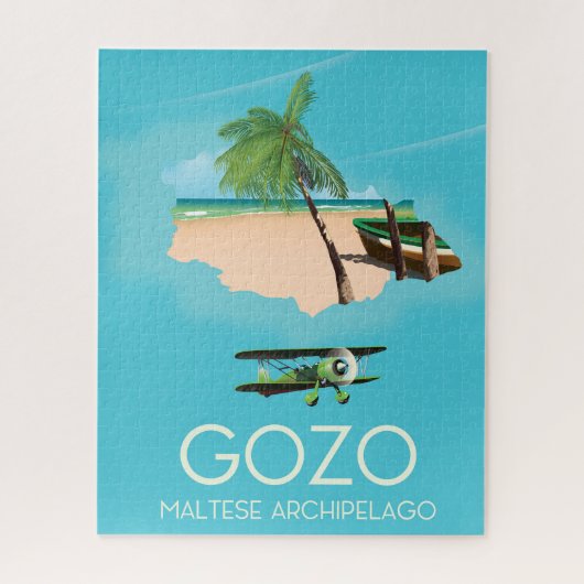Puzzle Gozo, archipel maltais Affiche de voyage carte. (Vertical)