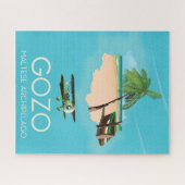 Puzzle Gozo, archipel maltais Affiche de voyage carte. (Horizontal)