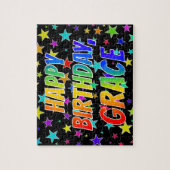 Puzzle "GRACE" Prénom, Amusant "HEUREUX ANNIVERSAIRE" (Vertical)