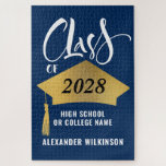 Puzzle Grad minimaliste or Casquette élégant Script Grad<br><div class="desc">Minimaliste Casquette Gold Grad élégant Script Graduation Puzzle. Félicitations à la GRAD ! Félicitations pour leur succès bien mérité et célébrez la remise des diplômes avec ce amusant puzzle. Tous les textes sont pré-arrangés pour que vous personnalisiez facilement et rapidement avec vos propres détails.</div>