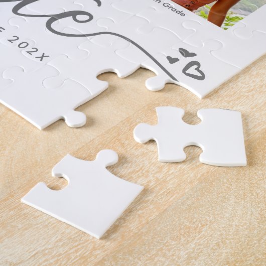 Puzzle Graduation K-12 Modern Script Photo Collage Blanc (Côté)