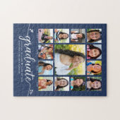 Puzzle Graduation K-12 Modern Script Photo Collage Marine (Horizontal)