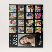Puzzle Graduation moderne 17 Photo Collage Script noir (Vertical)