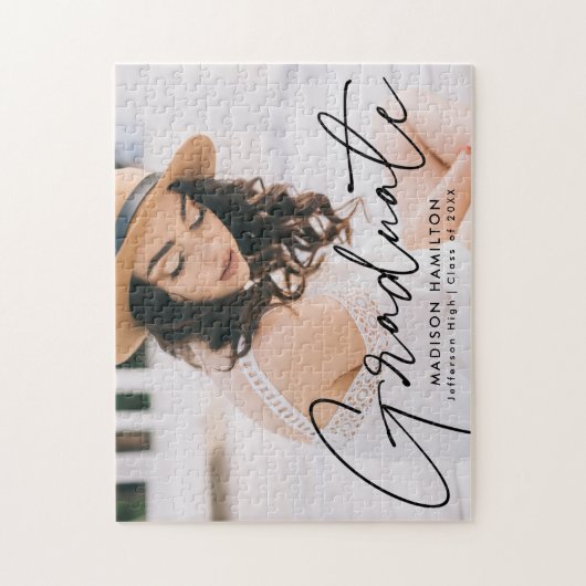 Puzzle Graduation photo de script noir moderne (Vertical)