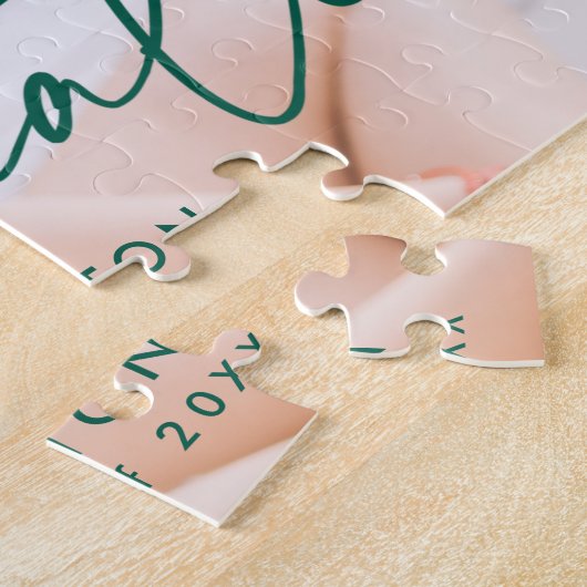 Puzzle Graduation photo de script vert moderne (Côté)