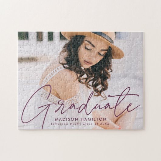 Puzzle Graduation photo de script violet moderne (Horizontal)