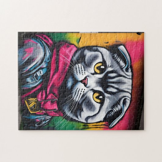 Puzzle Graffiti Art of a Scottish Fold Cat (Horizontal)