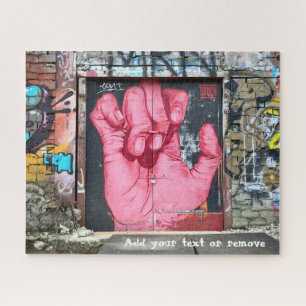 Puzzle graffiti d'une main rose cool,