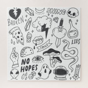 Puzzle Graffiti mignon : Doodle Art Set.
