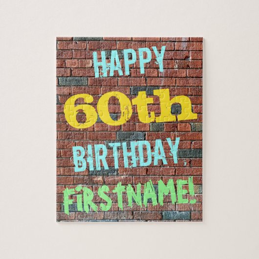 Puzzle Graffiti sur mur de briques pour 60e anniversaire (Vertical)