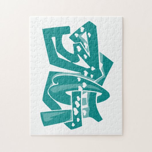 Puzzle Graffiti turquoise Green Love (Vertical)