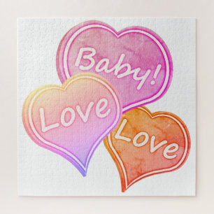 Puzzle Grand amour/amour du bébé/coeur amoureux blanc