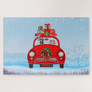 Puzzle Grand Chien Danois En Voiture Avec Le Père Noël