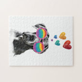 Puzzle Grand chien Danse avec Coeurs Saint-Valentin (Horizontal)