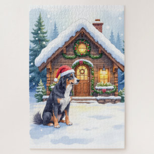 Puzzle Grand chien de montagne suisse Cabane enneigée Cha