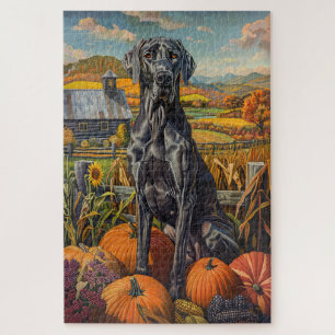 Puzzle Grand Danois Chien Récolte d'Automne Action de Grâ