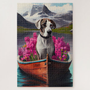 Puzzle Grand Danois sur une pagaie : Une aventure panoram