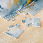 Puzzle Grand groupe de chevaux blancs traversant la mer (Côté)