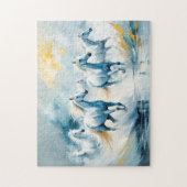 Puzzle Grand groupe de chevaux blancs traversant la mer (Vertical)