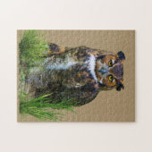 Puzzle Grand hibou à cornes personnalisable (Horizontal)