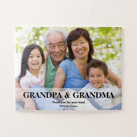 Puzzle Grand-père et grand-mère photo personnalisée (Horizontal)