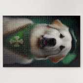 Puzzle Grand Pyrenees en tenue de la Saint-Patrick (Horizontal)