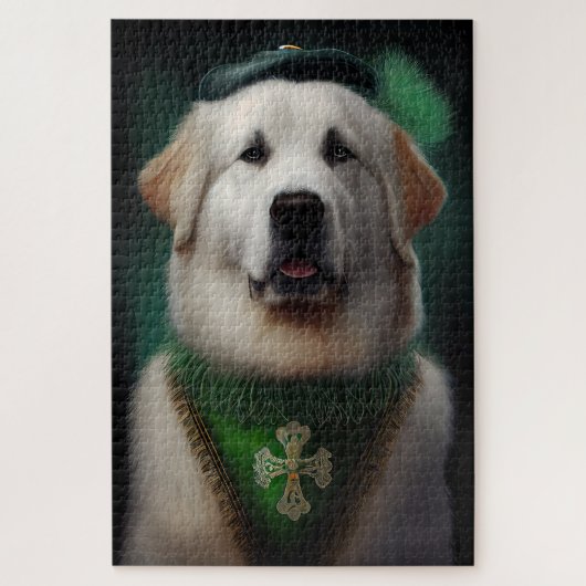 Puzzle Grand Pyrenees en tenue de la Saint-Patrick (Vertical)