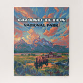 Puzzle Grand Teton National Park Mountains Bison Wyoming (Vertical)