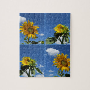 Puzzle grand tournesol brille jaune bleu ciel blanc petit