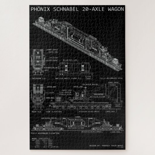 Puzzle Grand wagon de train "Plan" PTW Schnabel (Vertical)