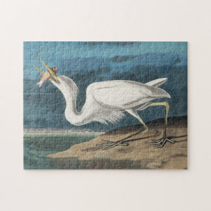 Puzzle Grande Aigrette d'Audubon : Oiseau côtier vintage
