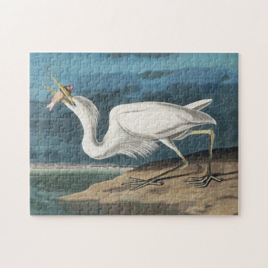 Puzzle Grande Aigrette d'Audubon : Oiseau côtier vintage (Horizontal)