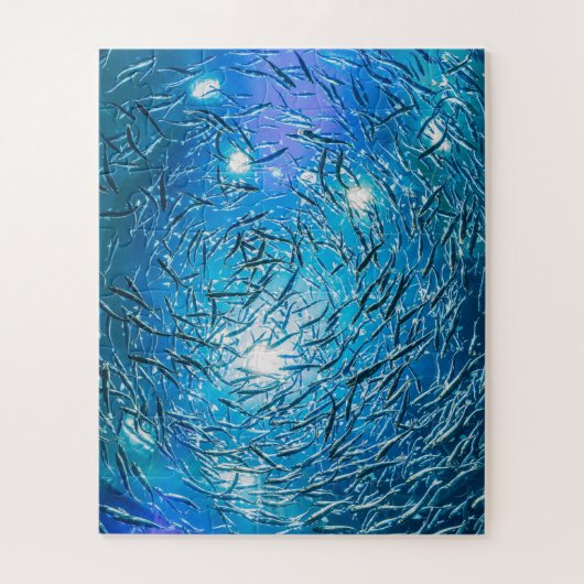 Puzzle Grande école Grey de poisson d'océan (Vertical)