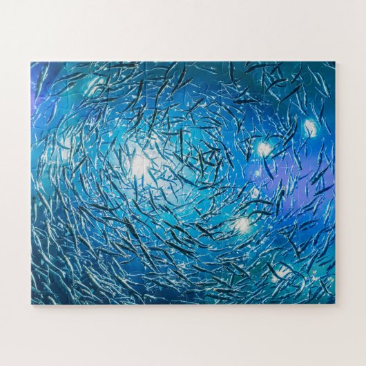 Puzzle Grande école Grey de poisson d'océan (Horizontal)