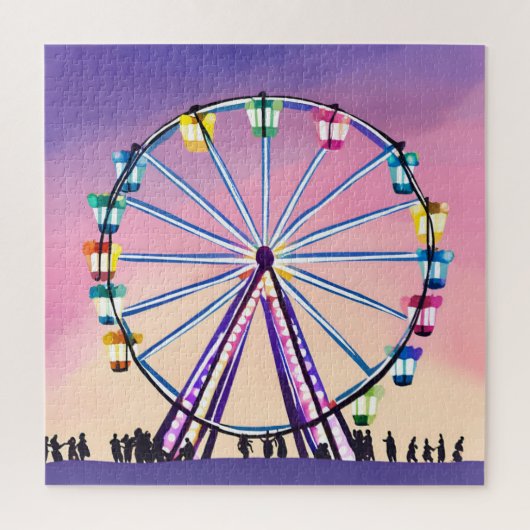 Puzzle Grande Roue Coucher de Soleil | Belle Aquarelle (Vertical)