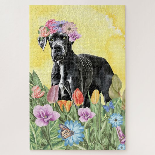 Puzzle Grandes Fleurs De Chien Danois (Vertical)