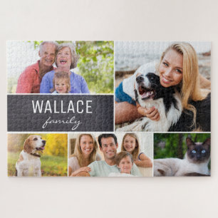 Puzzle Grandes photos de collage avec tableau noir du nom