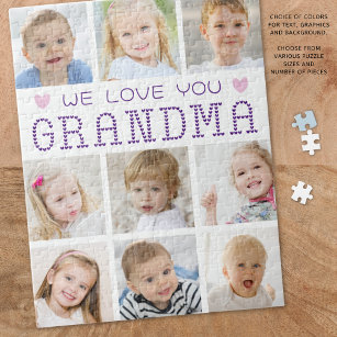 Puzzle Grandma 9 Photo Collage Coeurs Couleurs personnali