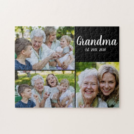 Puzzle Grandma Established Modern Script Black 3 Photo (Horizontal)