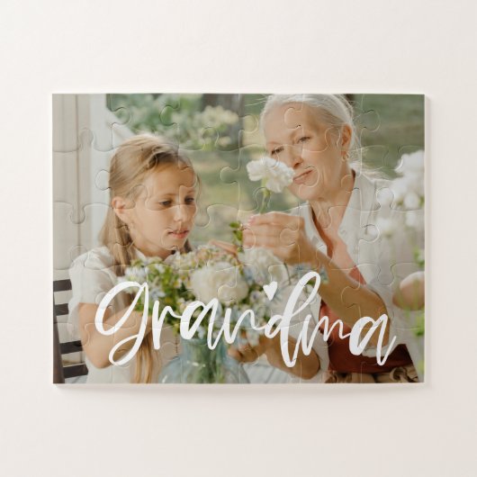 Puzzle Grandma Love Script cadeau personnalisé (Horizontal)